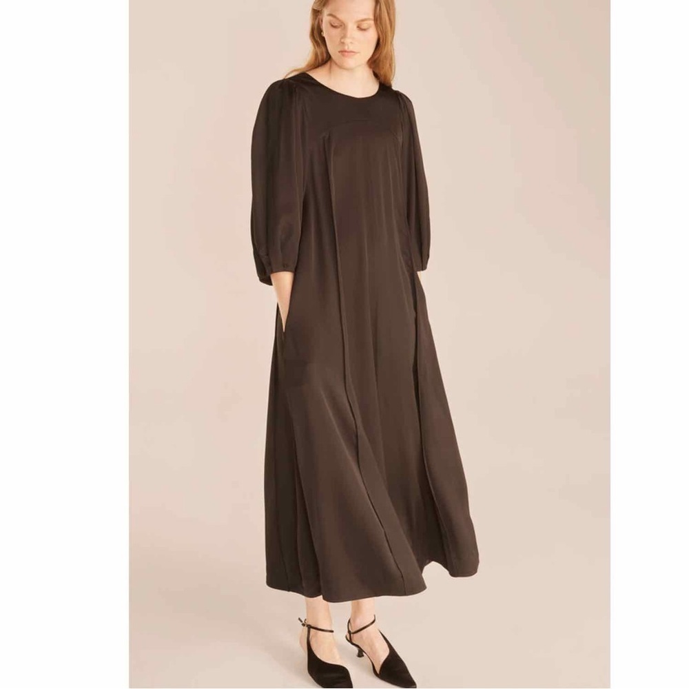Rebecca Taylor Open Back Black Midi Dress Size Small Minimalist